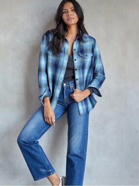 Outerknown Blanket Shirt Heavyweight Flannel Organic Cotton Small Blue